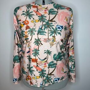 Tropical Beach Print Long Sleeve Rash Gaurd